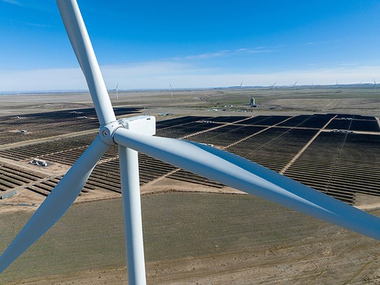 The Wheatridge Renewable Energy Facility in Lexington, Oregon is the first of its kind in North America, combining wind, solar, and battery storage. It was commissioned Sept. 28, 2022