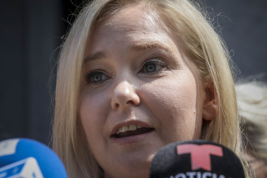 FILE - Virginia Roberts Giuffre, a sexual assault victim, speaks in New York, July 2, 2020. Social media is abuzz with news that a judge is about to release a list of 'clients,' or 'associates' or maybe 'co-conspirators,' of Jeffrey Epstein, the jet-setting financier who killed himself in 2019 while awaiting trial on sex trafficking charges. While some previously sealed court records are indeed being made public, the great majority of the people whose names appear in those documents are not accused of any wrongdoing.  (AP Photo/Bebeto Matthews, File)