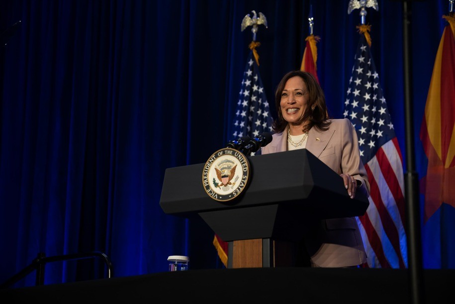 Vice President Kamala Harris speaks at reproductive freedom event in Tucson, Arizona  April 12, 2025