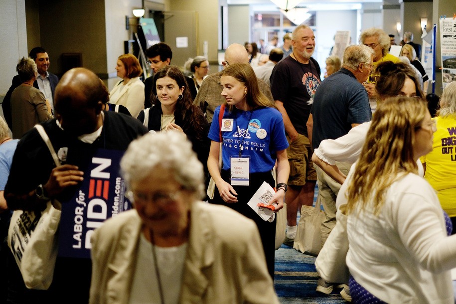 GREEN BAY, WISCONSIN - JUNE 10: Guests attend the WisDems 2023 Convention on June 10, 2023 in Green Bay, Wisconsin. (Photo by Alex Wroblewski/Getty Images for Democratic Party of Wisconsin)