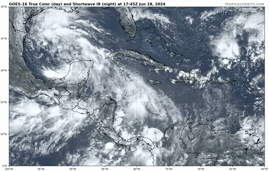 Central American Gyre and potential tropical cyclone 1 on June 18 2024.