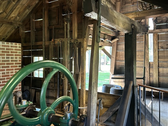 Inside Drake’s Well, a reconstruction of the first successful American oil well that sparked the modern oil industry.