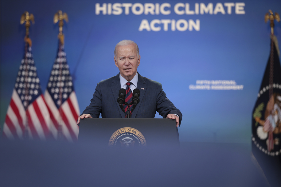 WASHINGTON, DC - NOVEMBER 14: U.S. President Joe Biden delivers remarks during a climate event at the White House complex November 14, 2023 in Washington, DC. Biden spoke on his administrationâ€™s efforts to address the global climate crisis and the Fifth National Climate Assessment.  (Photo by Win McNamee/Getty Images)
