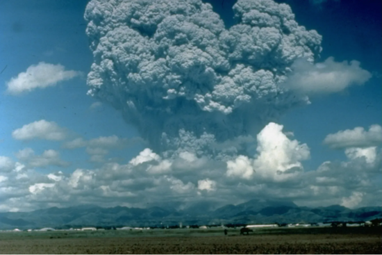 The eruption of Mount Pinatubo in 1991 sent at least 17 million metric tons of sulfur dioxide into the atmosphere, which cooled the Earth by roughly 0.5 degree Celsius (0.9 degree Fahrenheit) for about a year. 