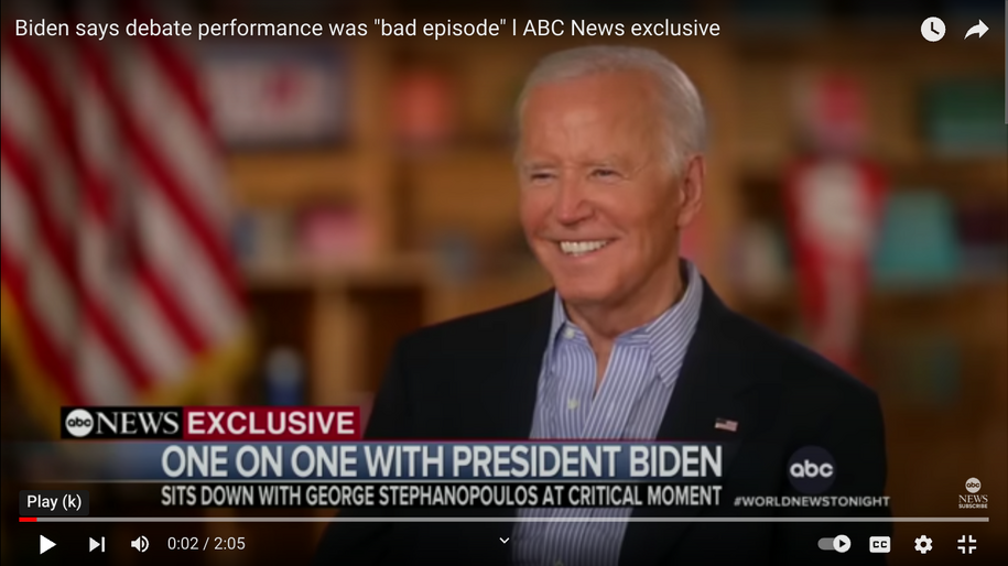 President Biden sits for interview with George Stephanopoulos on Prime Time Special July 5, 2024