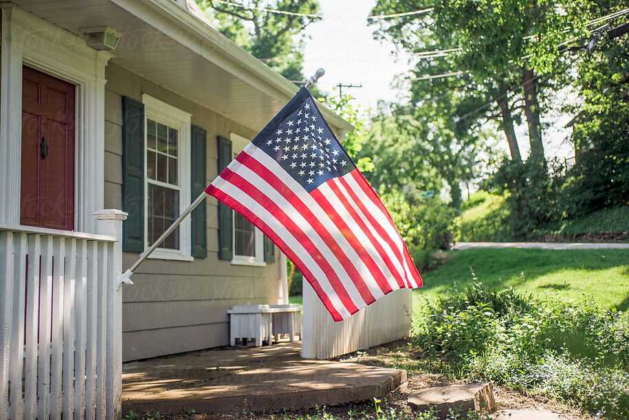 American flag on a home