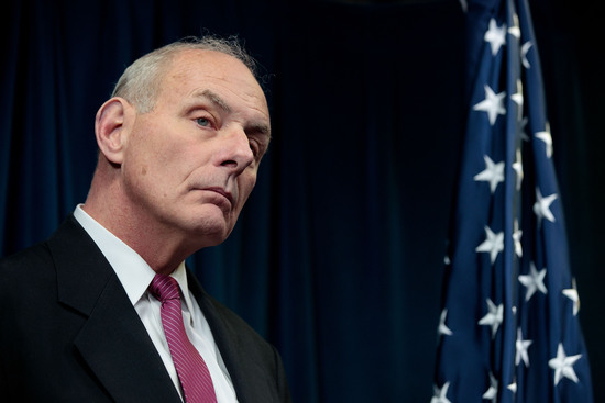 WASHINGTON, DC - JANUARY 31: Secretary of Homeland Security John Kelly listens to questions during a press conference related to President Donald Trump's recent executive order concerning travel and refugees, January 31, 2017 in Washington, DC. On Monday night, President Donald Trump fired the acting Attorney General Sally Yates after she released a statement saying the Justice Department would not enforce the president's executive order that places a temporary ban on citizens from seven Muslim-majority countries. (Photo by Drew Angerer/Getty Images)
