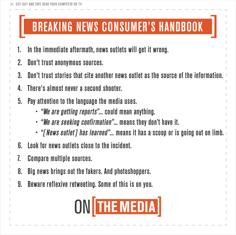A screenshot of WNYC's 'Breaking News Consumer's Handbook 