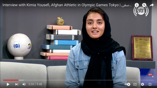 Olympic athlete Kimia Yousefi. Video by Ariana Television Network in August, 2021. Screenshot by elenacarlena.