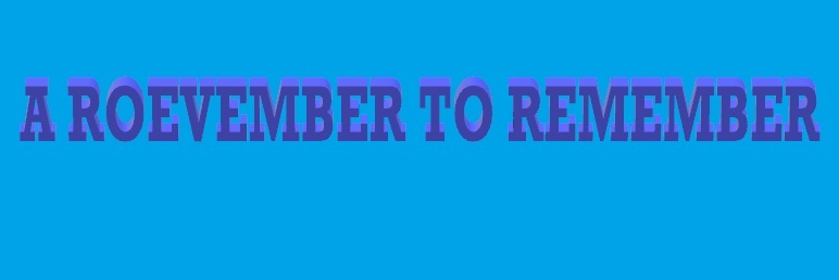 In dark blue all capital letters on a light blue background, it reads: A Roevember to Remember.