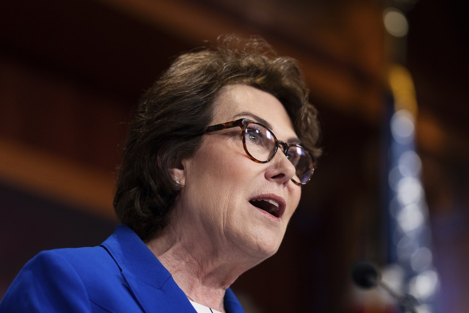 UNITED STATES - JUNE 18: Sen. Jacky Rosen, D-Nev., speaks during the Senate Democrats news conference on reproductive rights and 'the grave threats to reproductive freedom detailed in Project 2025' in the Capitol in Washington on Tuesday, June 18, 2024. (Bill Clark/CQ Roll Call via AP Images)