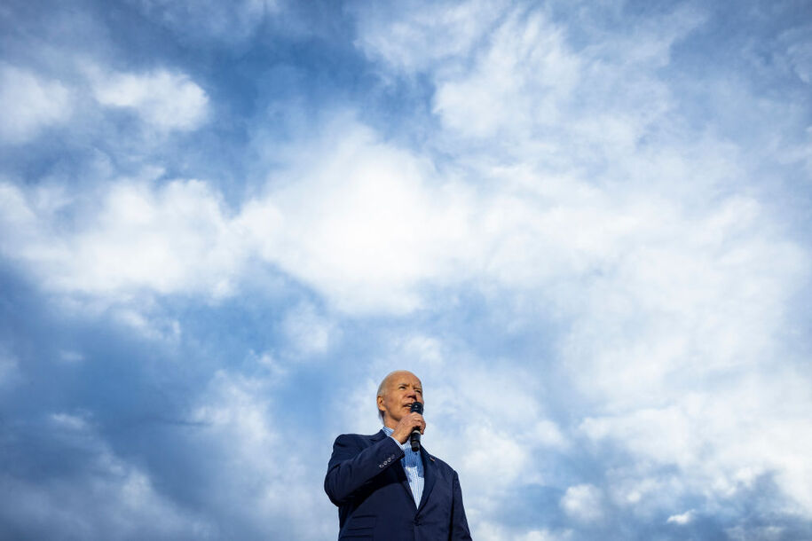 WASHINGTON, DC - JULY 04: President Joe Biden speaks during a 4th of July event on the South Lawn of the White House on July 4, 2024 in Washington, DC. The President is hosting the Independence Day event for members of the military and their families. (Photo by Samuel Corum/Getty Images)