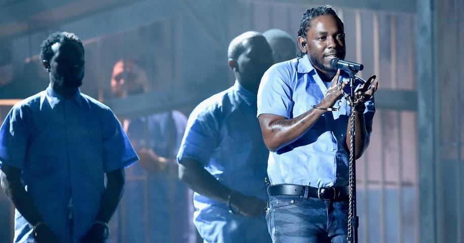 LOS ANGELES, CA - FEBRUARY 15:  Rapper Kendrick Lamar performs onstage during The 58th GRAMMY Awards at Staples Center on February 15, 2016 in Los Angeles, California.  (Photo by Kevork Djansezian/Getty Images for NARAS)