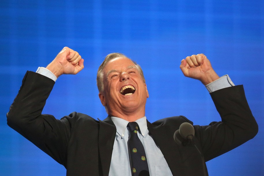 PHILADELPHIA, PA - JULY 26:  Former Gov. Howard Dean (D-VT) reenacts his Iowa Caucus 'Dean Scream' moment during closing remarks on the second day of the Democratic National Convention at the Wells Fargo Center, July 26, 2016 in Philadelphia, Pennsylvania. Democratic presidential candidate Hillary Clinton received the number of votes needed to secure the party's nomination. An estimated 50,000 people are expected in Philadelphia, including hundreds of protesters and members of the media. The four-day Democratic National Convention kicked off July 25.  (Photo by Joe Raedle/Getty Images)