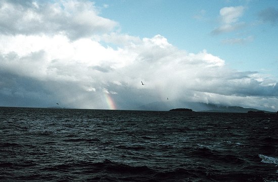 RAINBOW AFTER A SQUALL  Source: http://www.photolib.noaa.gov/htmls/corp1875.htm
Image ID: corp1875, NOAA Corps Collection, Photo Date: November 1991, Photographer: Commander John Bortniak, NOAA Corps -- in US Public Domain as work product of US govt employee on the job.