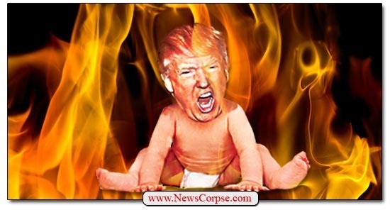 Donald Trump in flames