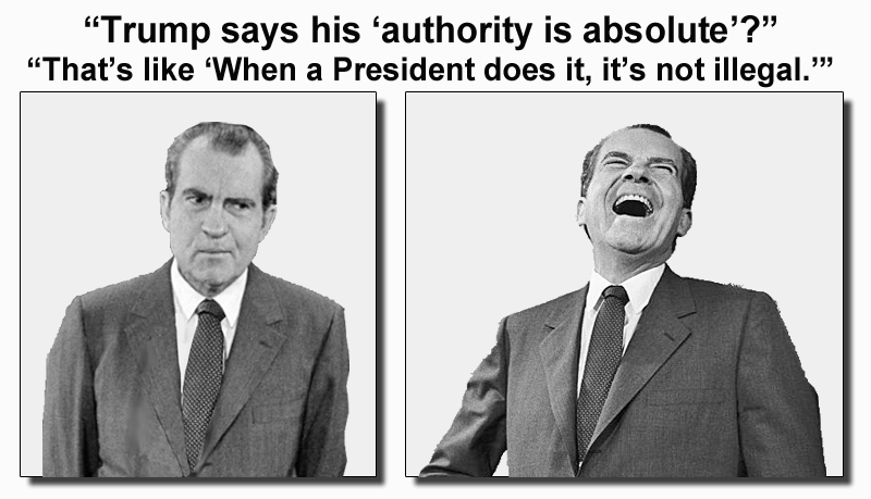 Let's lump that 'absolute authority' together with other off-the-rails statements like 'If the President does it, it's not illegal' and 'The President can't be indicted.'